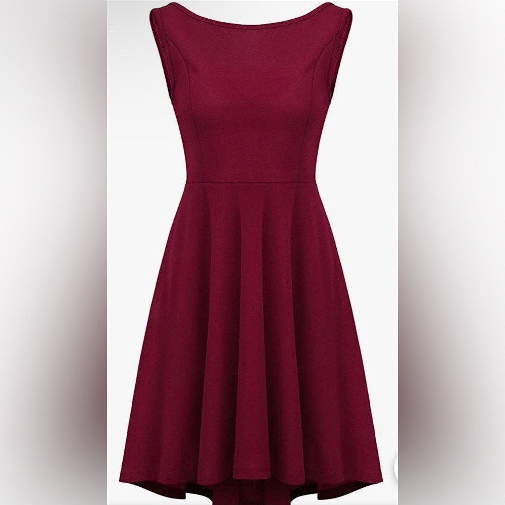 SimpleFun Women Sleeveless Cocktail Skater Dress Backless